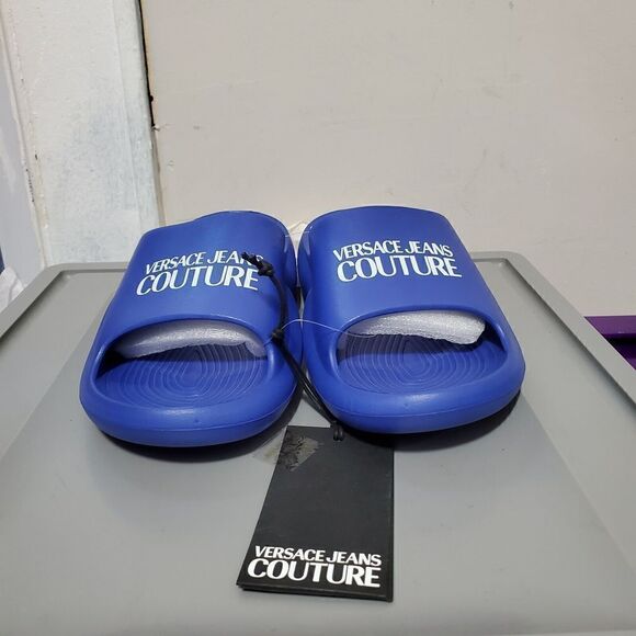 Versace Jeans Couture Mens Sz US 8 /EUR 41 Blue Tago Slide Sandals  New main image 4